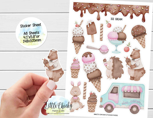 Sticker Sheet - Watercolor Ice Cream Sticker Sheet