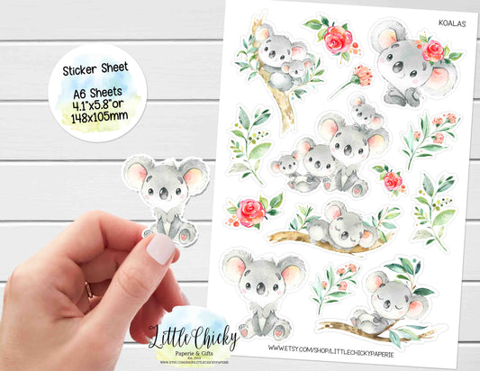 Sticker Sheet - Cute Koalas Sticker Sheet