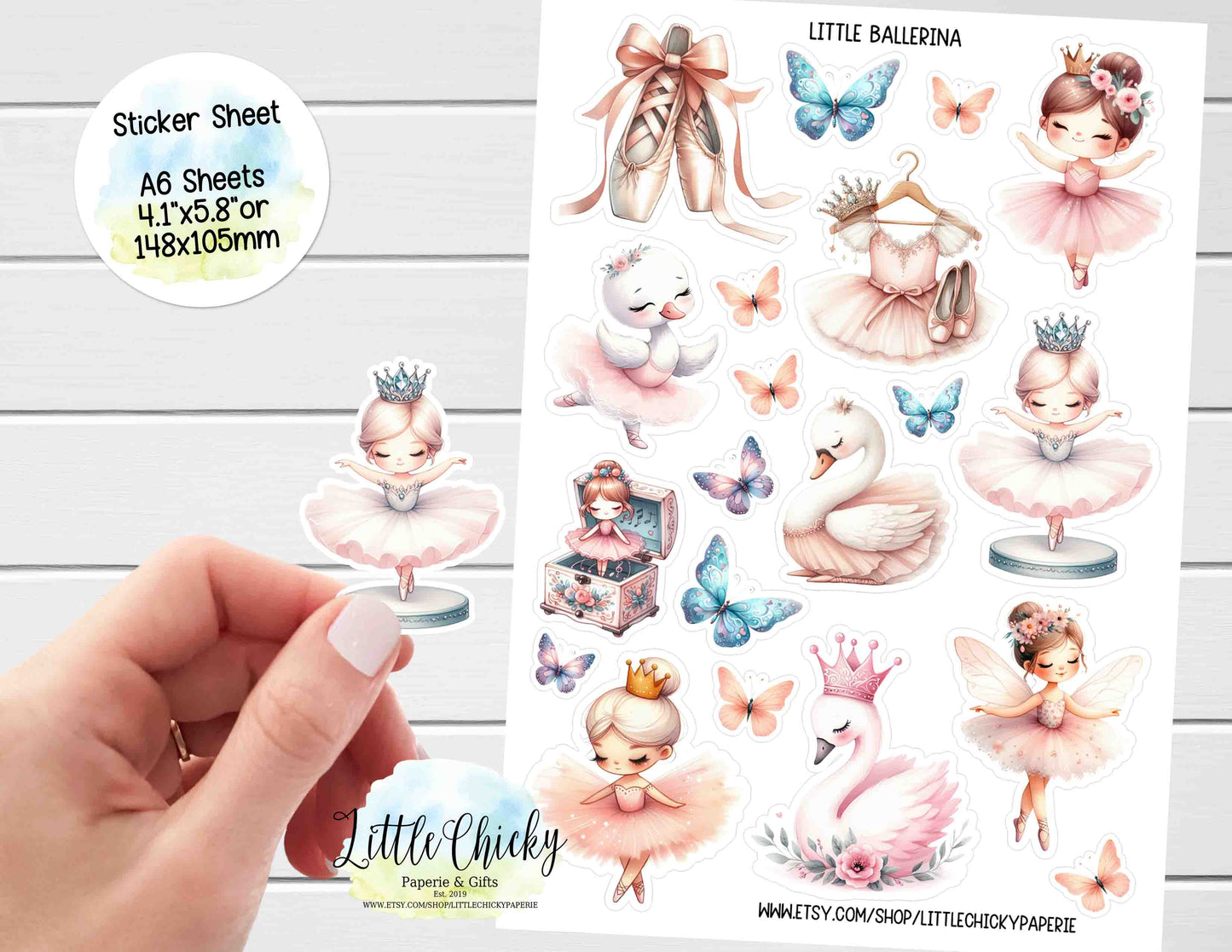 Sticker Sheet - Little Ballerina Watercolor Sticker sheet