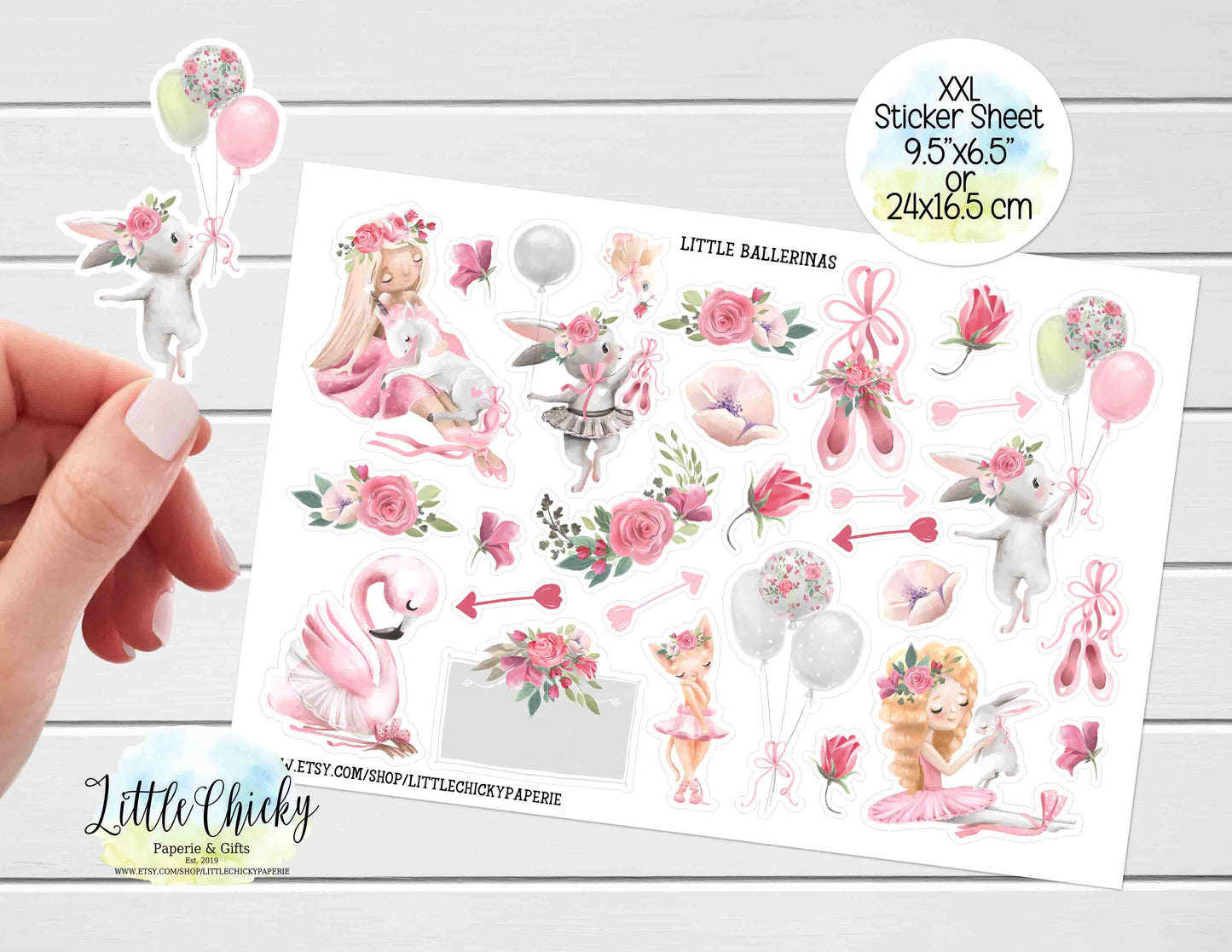 XXL Sticker Sheet - Watercolor Little Ballerina