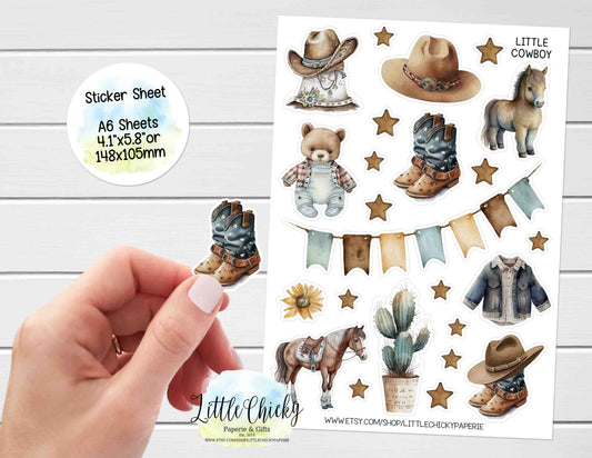 Sticker Sheet - Little Cowboy, Baby Boy Sticker Sheet