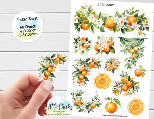 Sticker Sheet - Little Cuties, Oranges Sticker Sheet