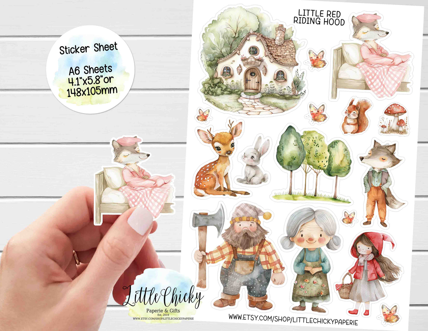 Sticker Sheet - Little Red Riding Hood Fairytale Sticker Sheet