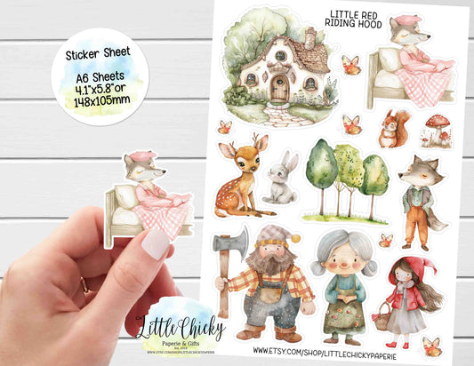 Sticker Sheet - Little Red Riding Hood Fairytale Sticker Sheet