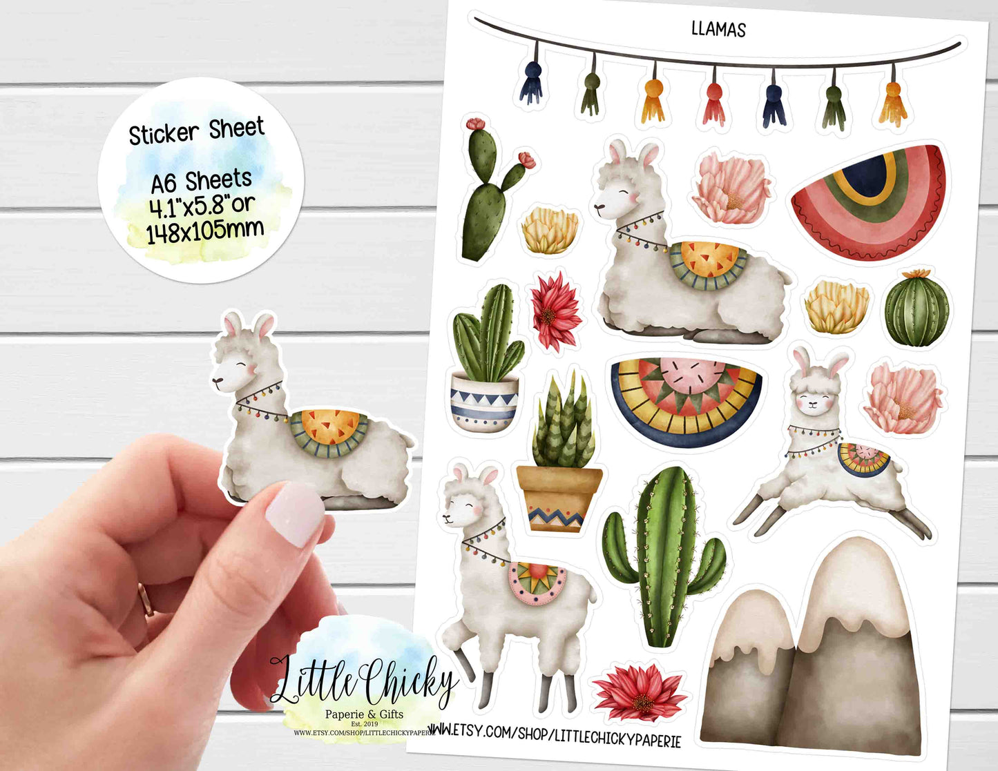 Sticker Sheet - Watercolor Llamas sticker sheet