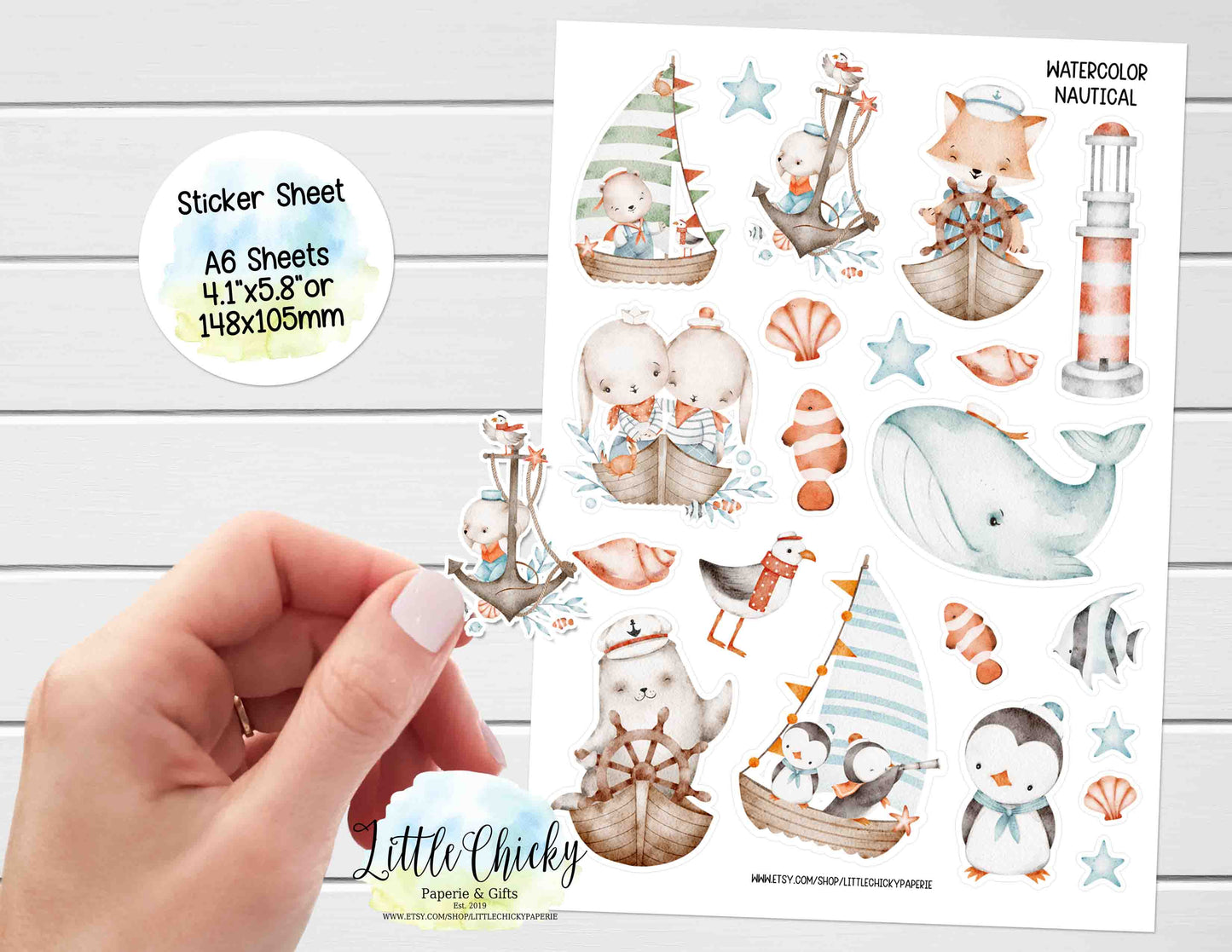 Sticker Sheet - Watercolor Nautical Sticker Sheet