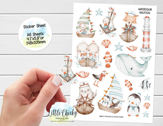 Sticker Sheet - Watercolor Nautical Sticker Sheet