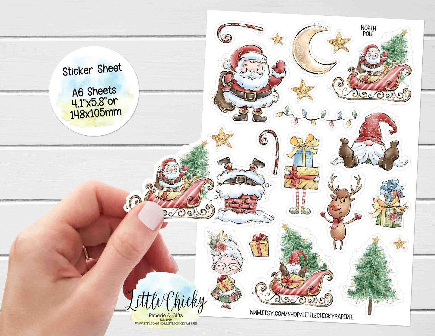 Sticker Sheet - Santa at the North Pole Sticker Sheet