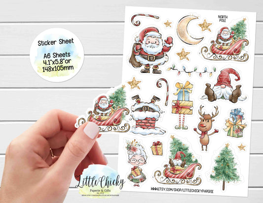 Sticker Sheet - Santa at the North Pole Sticker Sheet