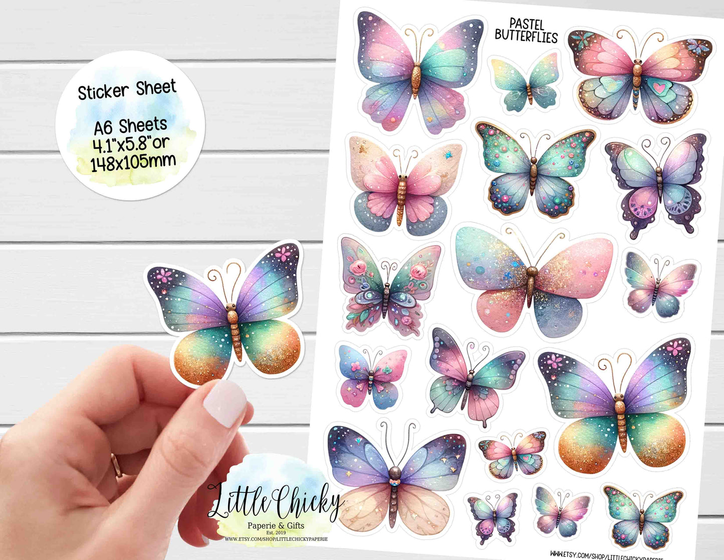 Sticker Sheet - Pastel Butterflies Sticker Sheet