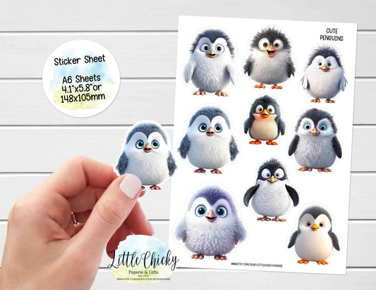 Sticker Sheet - Cute Penguins Sticker Sheet