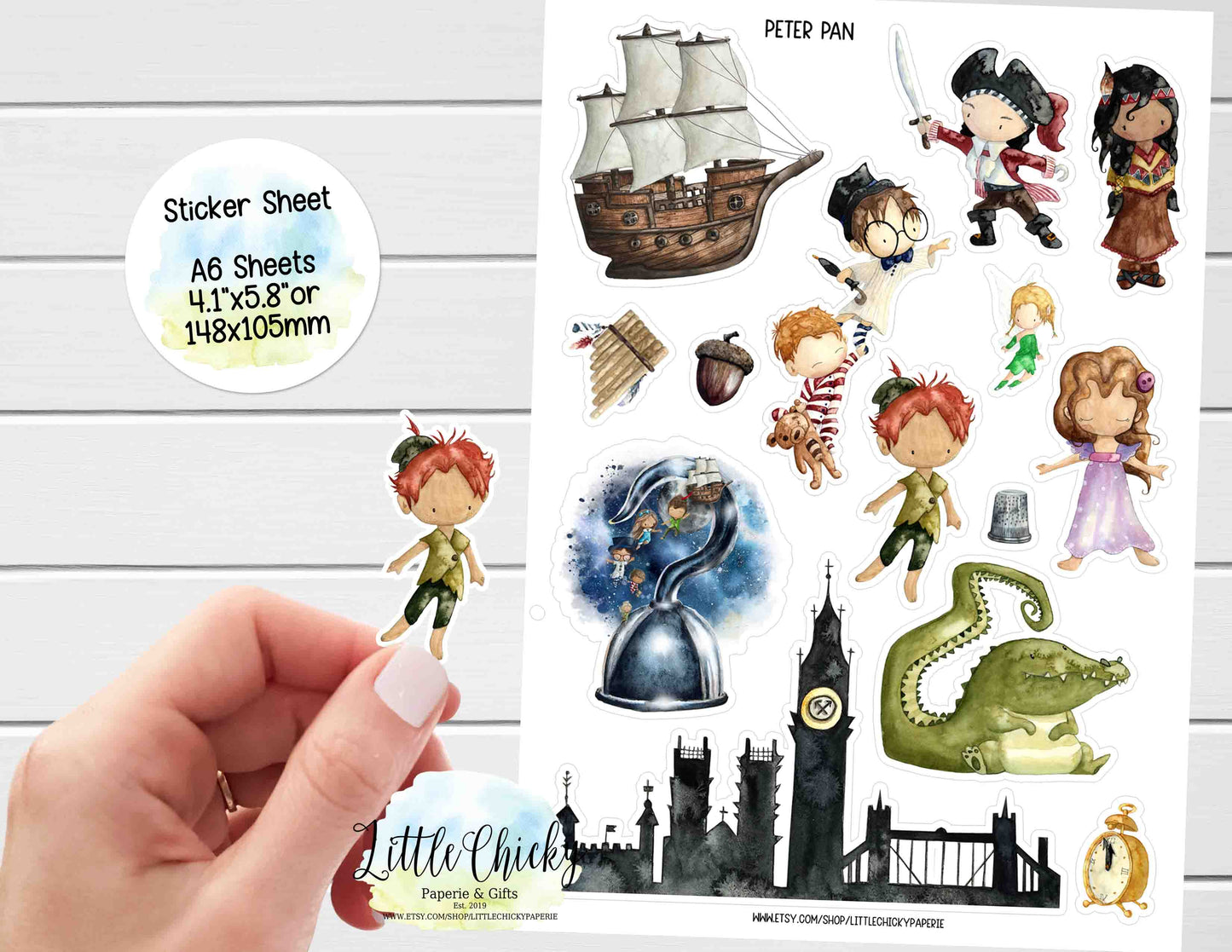 Sticker Sheet - Peter Pan Watercolor Sticker Sheet