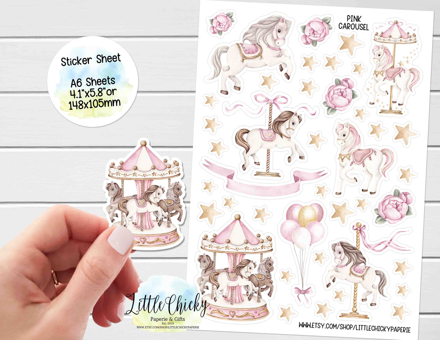 Sticker Sheet - Pink Carousel Sticker Sheet