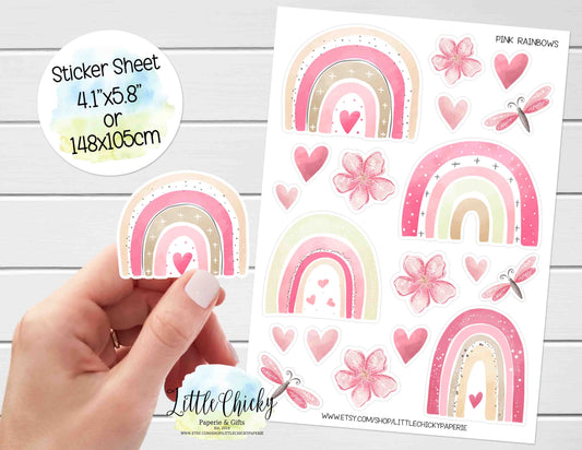 Sticker Sheet - Pink Rainbows sticker Sheet