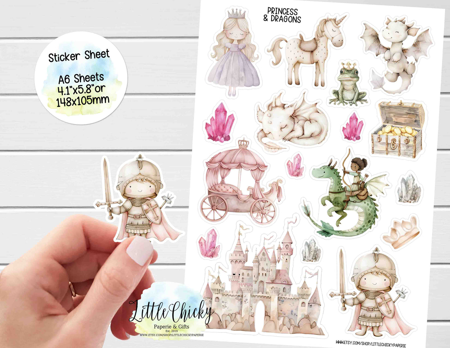 Sticker Sheet - Princesses & Dragons sticker sheet