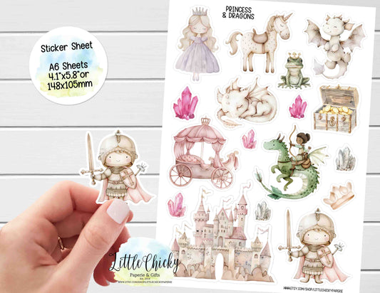 Sticker Sheet - Princesses & Dragons sticker sheet