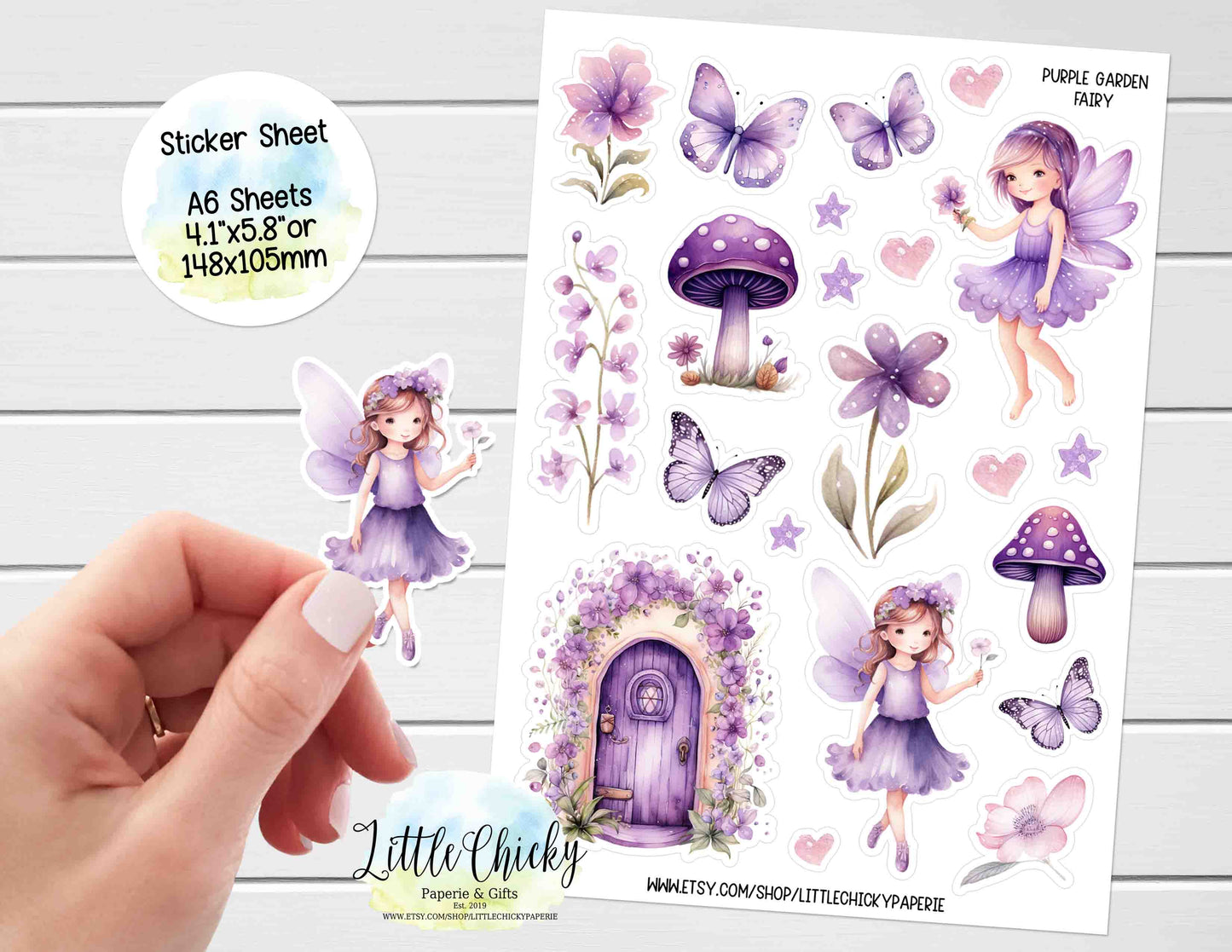 Sticker Sheet - Purple Garden Fairies Sticker Sheet