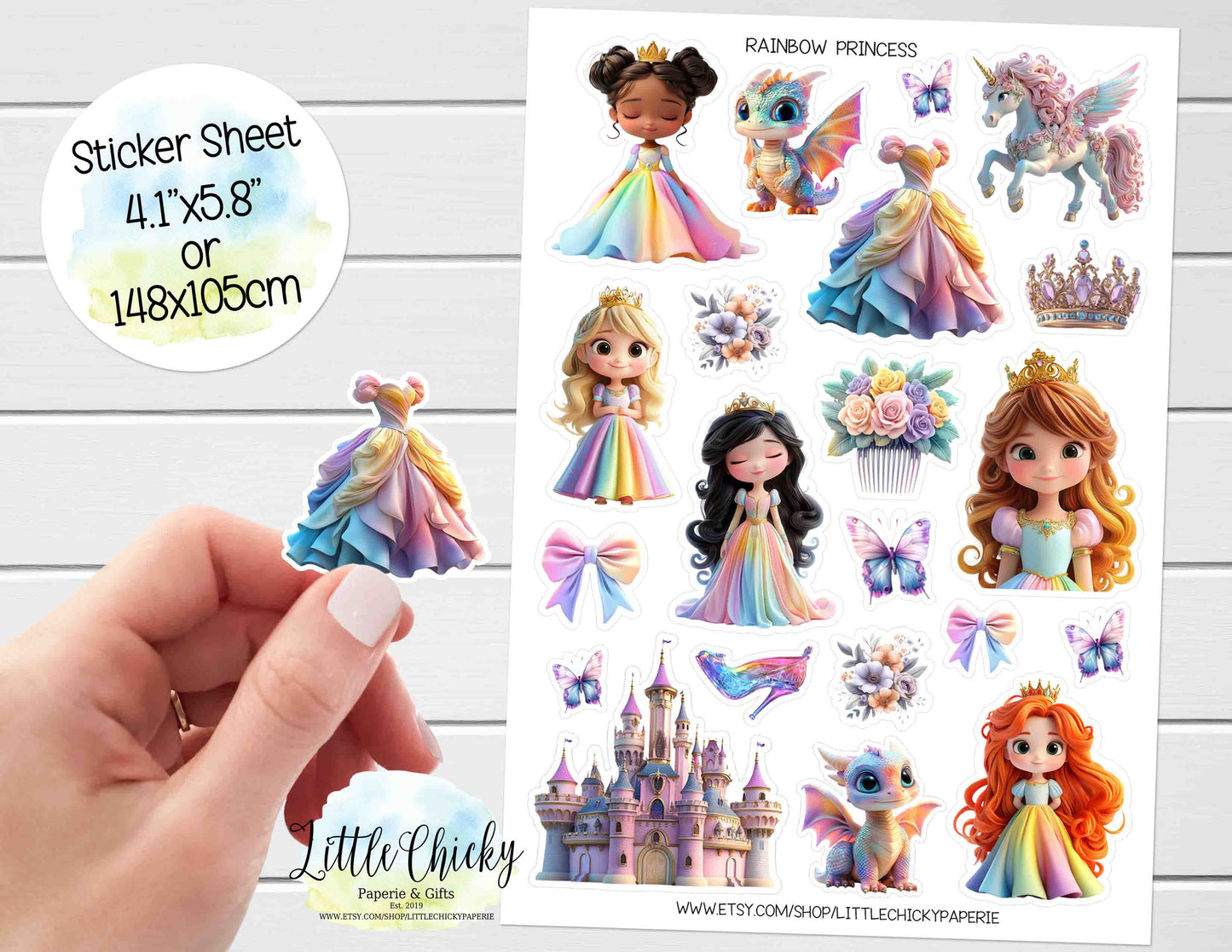 Sticker Sheet - Rainbow Princesses Sticker Sheet