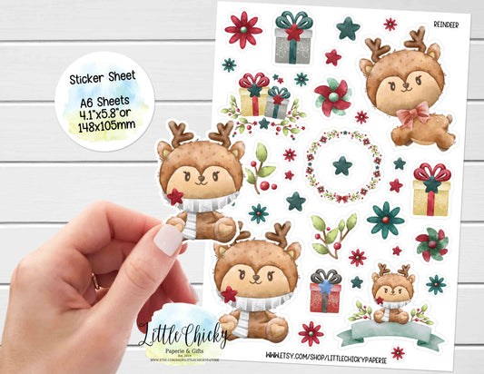 Sticker Sheet - Reindeer Christmas Sticker Sheet