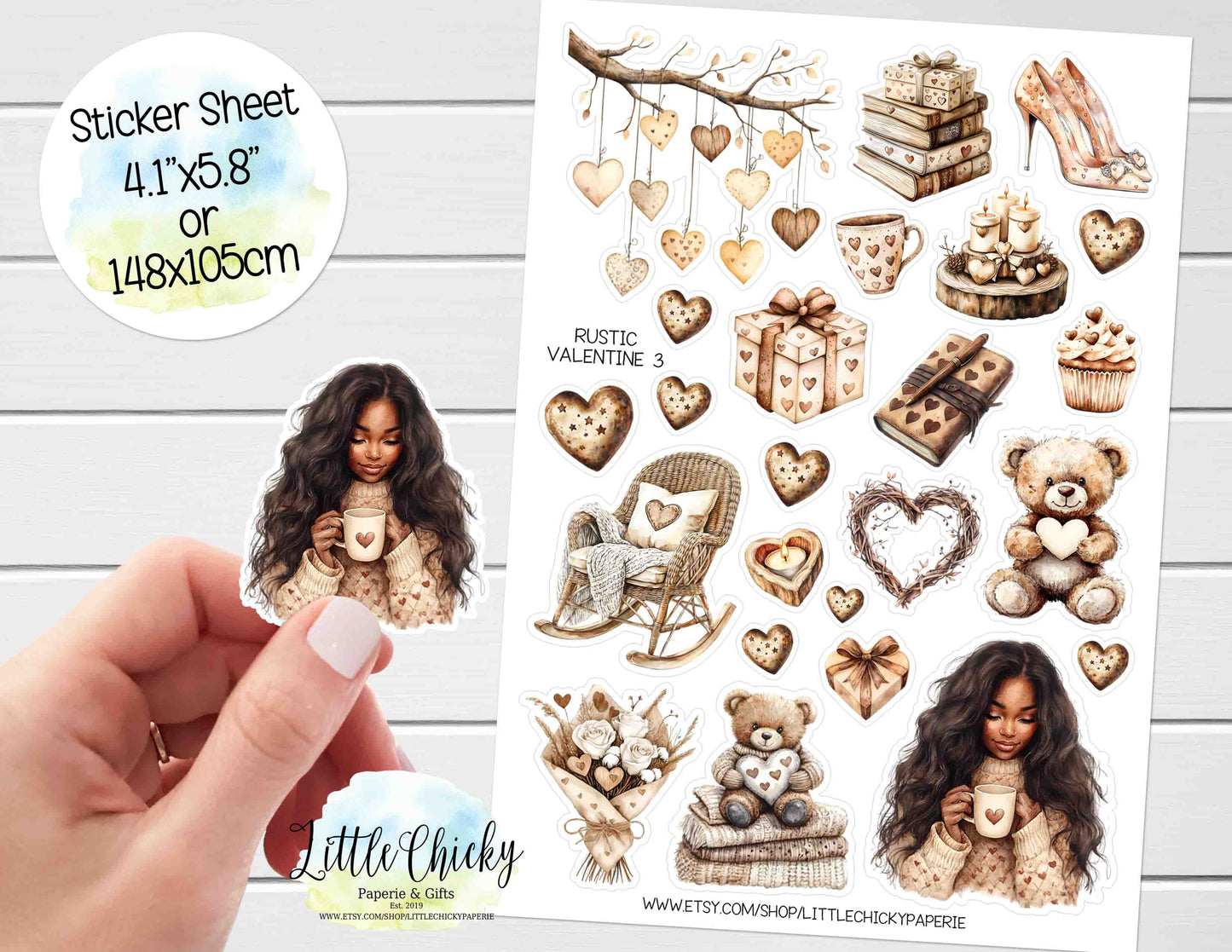 Sticker Sheet - Rustic Valentine's Day Sticker Sheet