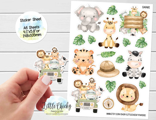 Sticker Sheet - Safari Animals sticker Sheet