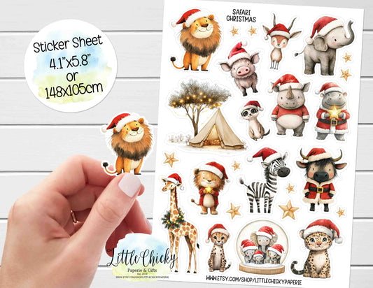 Sticker Sheet - Safari Christmas Animals Sticker Sheet