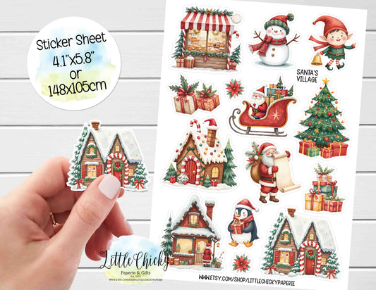 Sticker Sheet - Santa's Village Christmas Sticker Sheet