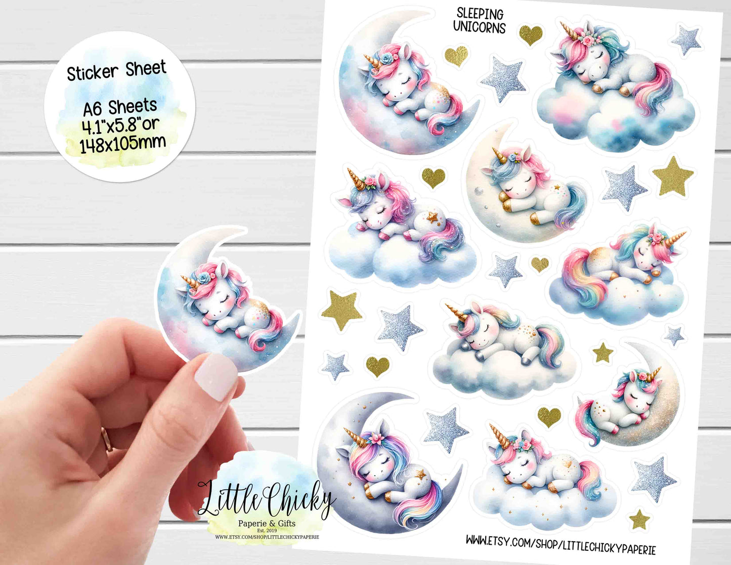 Sticker Sheet - Sleeping Unicorns Sticker Sheet