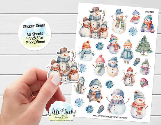 Sticker Sheet - Snowmen Sticker Sheet