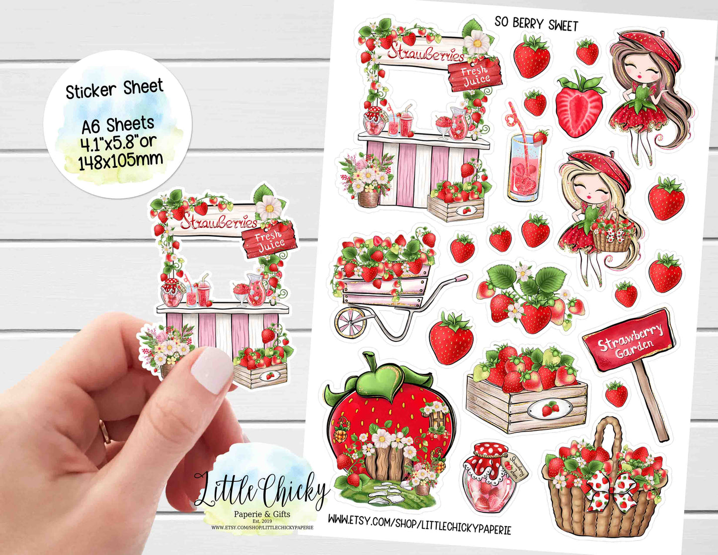 Sticker Sheet - So Berry Sweet Strawberry Sticker Sheet