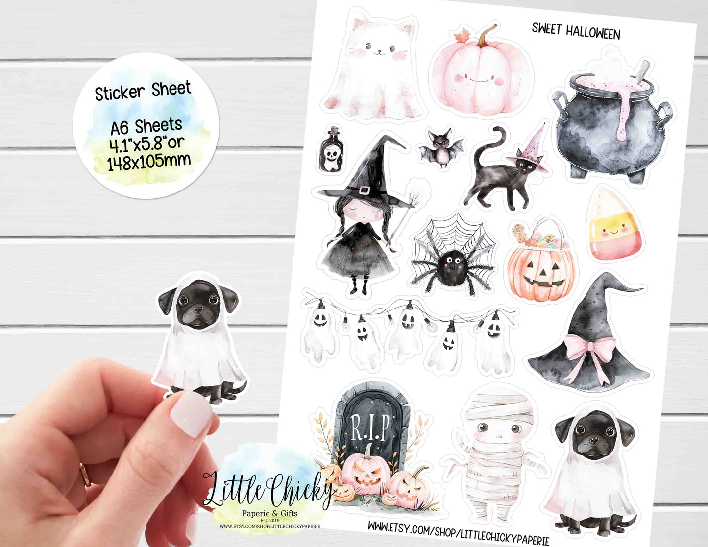 Sticker Sheet  - Watercolor Sweet Halloween Sticker Sheet