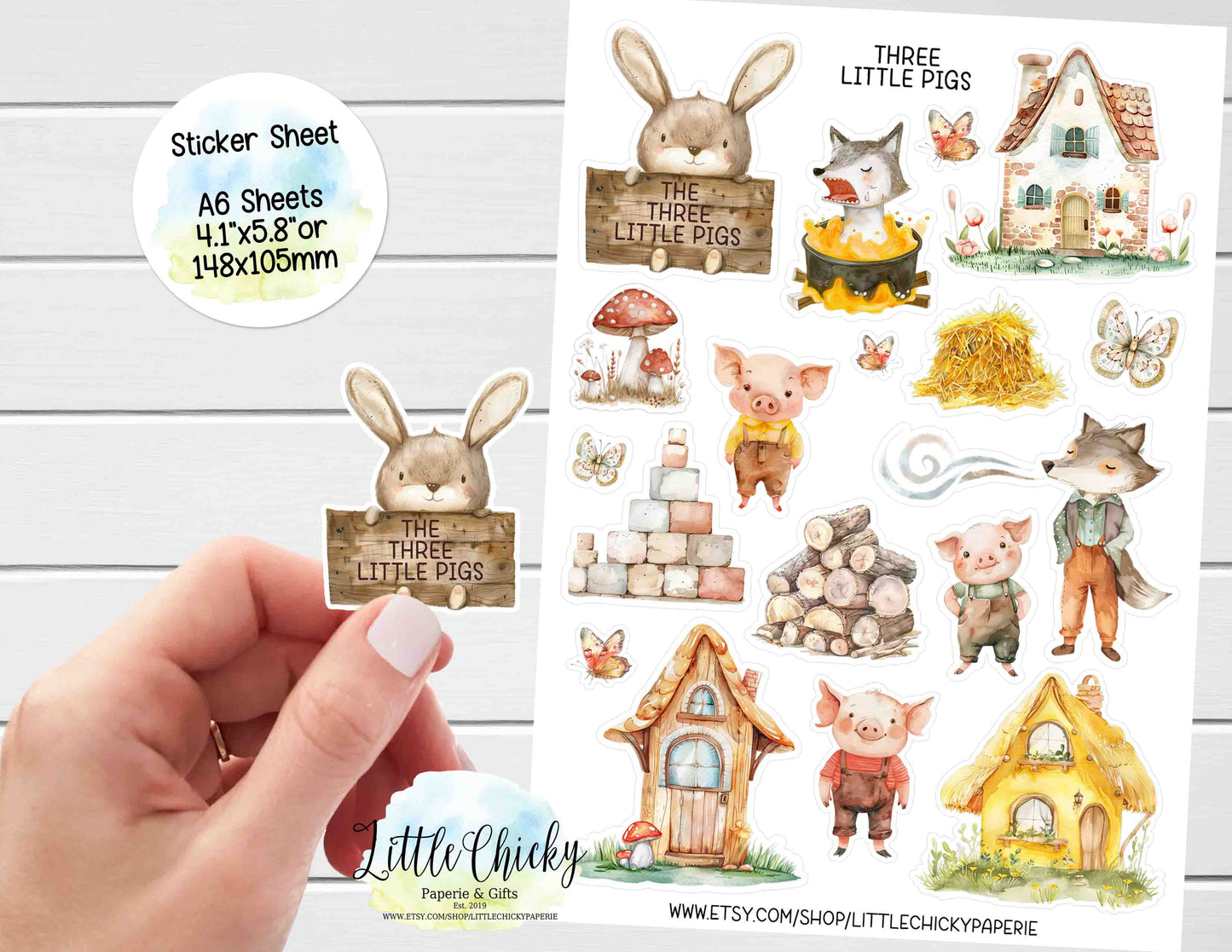 Sticker Sheet  - Three Little Pigs Storybook Sticker Sheet