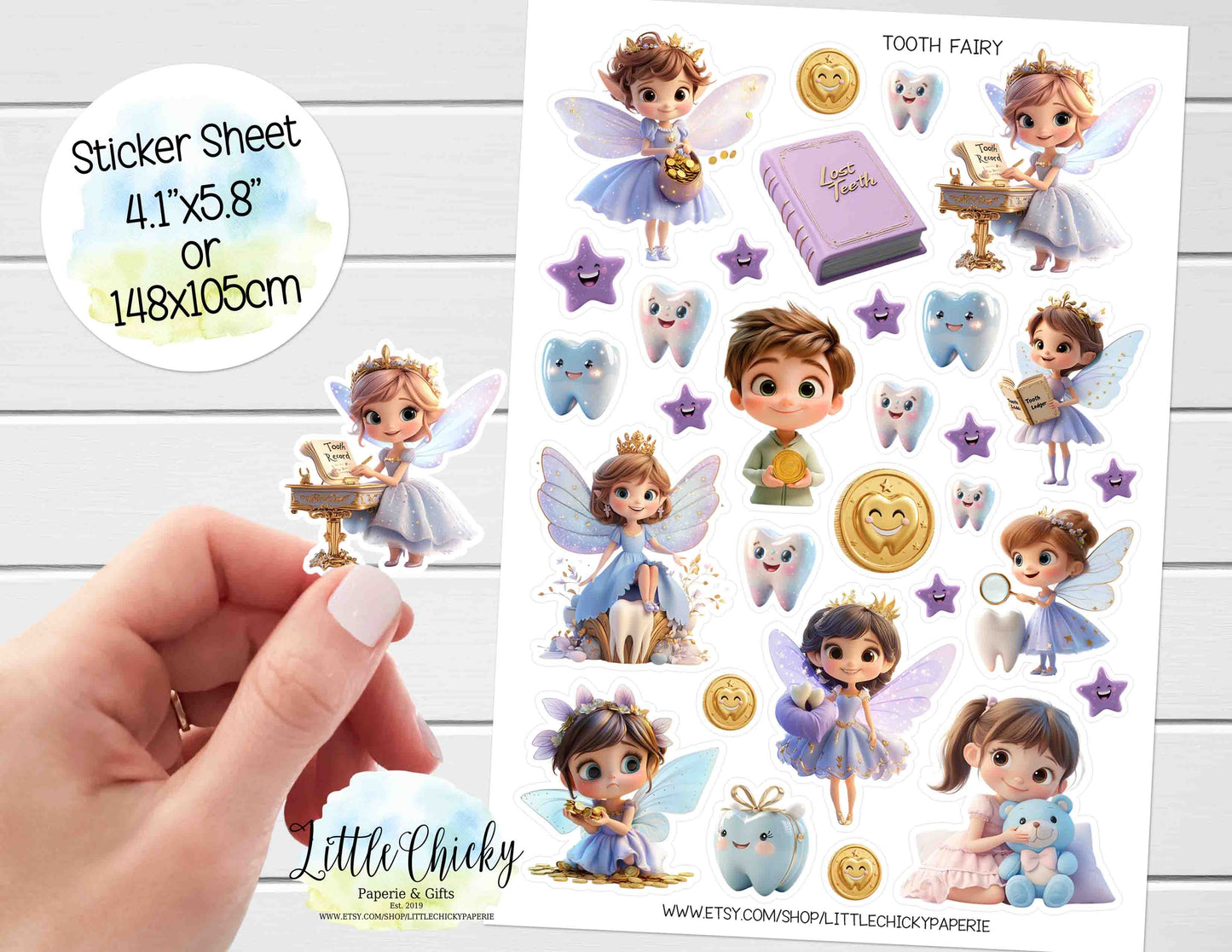 Sticker Sheet  - Cute Tooth Fairy Sticker Sheet