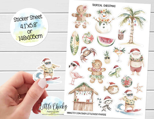 Sticker Sheet  - Tropical Christmas Sticker Sheet