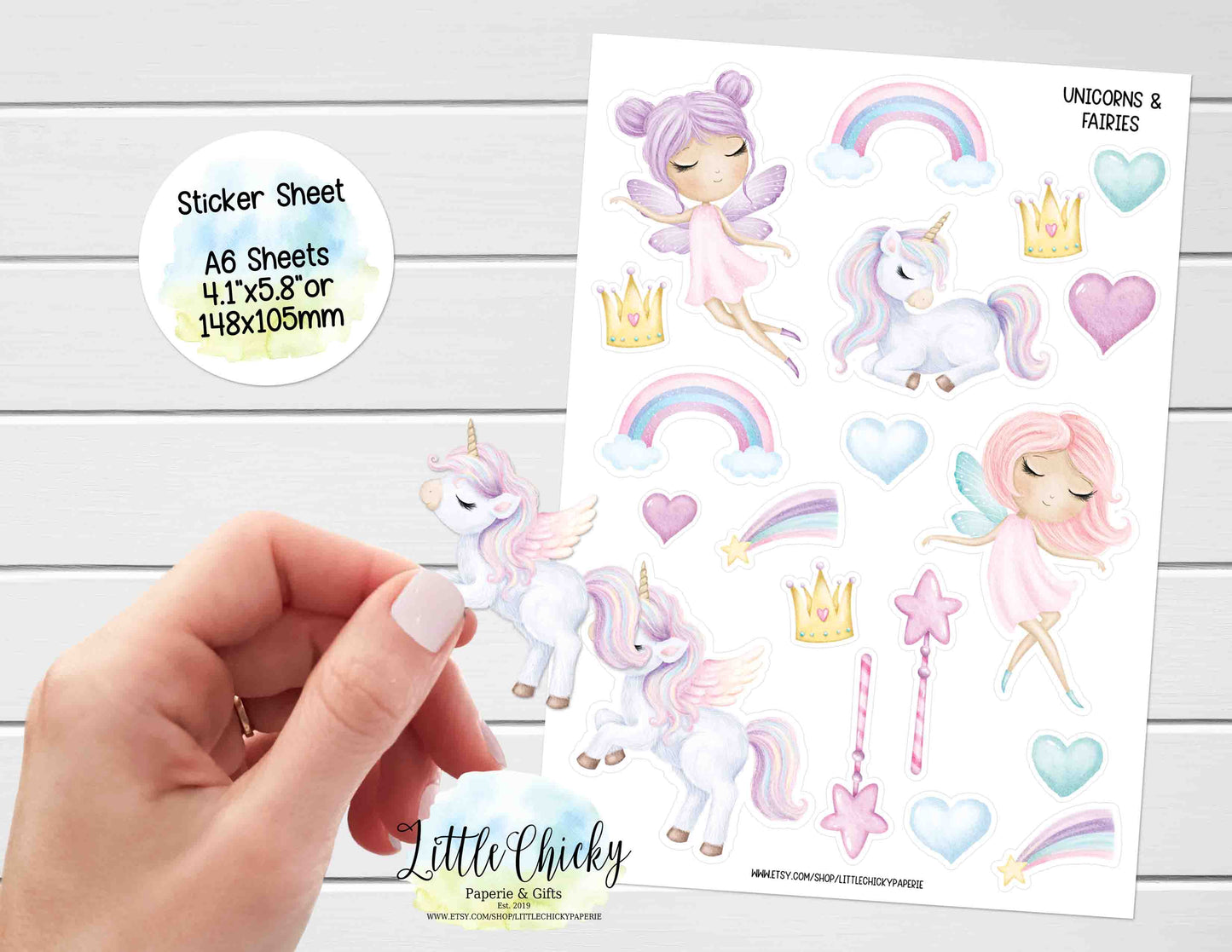 Sticker Sheet  - Unicorns & Fairies Sticker Sheet