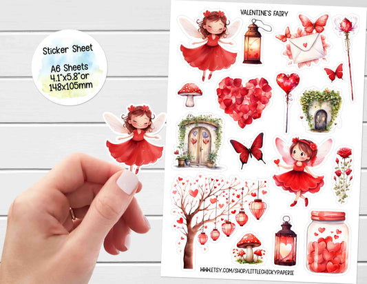 Sticker Sheet  - Cute Valentine's Fairies Sticker sheet