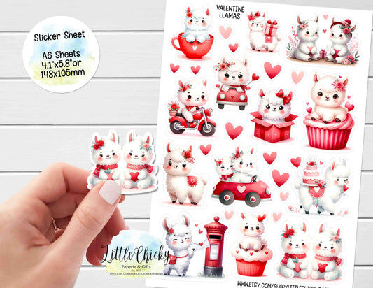 Sticker Sheet - Valentine's Llamas sticker Sheet