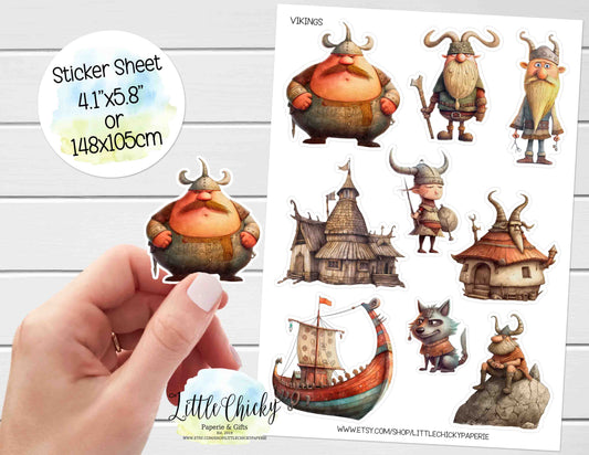 Sticker Sheet - Watercolor Vikings Sticker Sheet