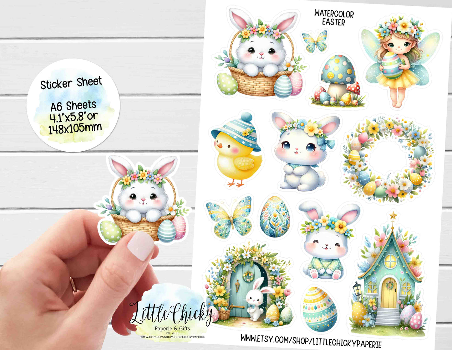 Sticker Sheet - Watercolor Easter Sticker Sheet