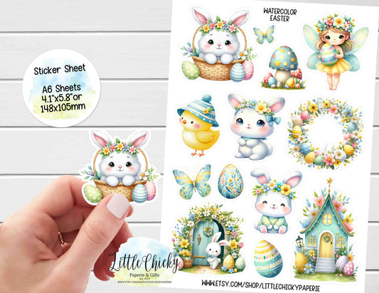 Sticker Sheet - Watercolor Easter Sticker Sheet