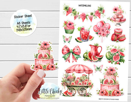 Sticker Sheet - Watercolor Watermelons sticker sheet