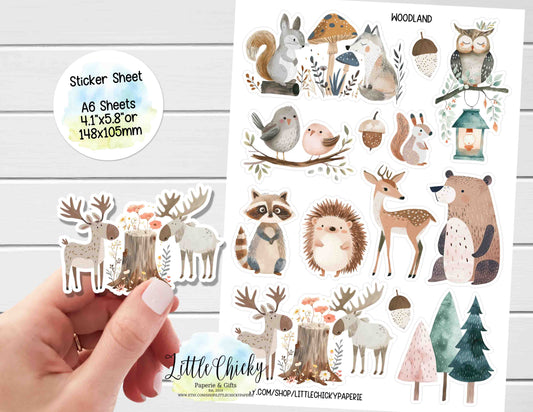 Sticker Sheet - Watercolor Woodland Animals 2 Sticker Sheet