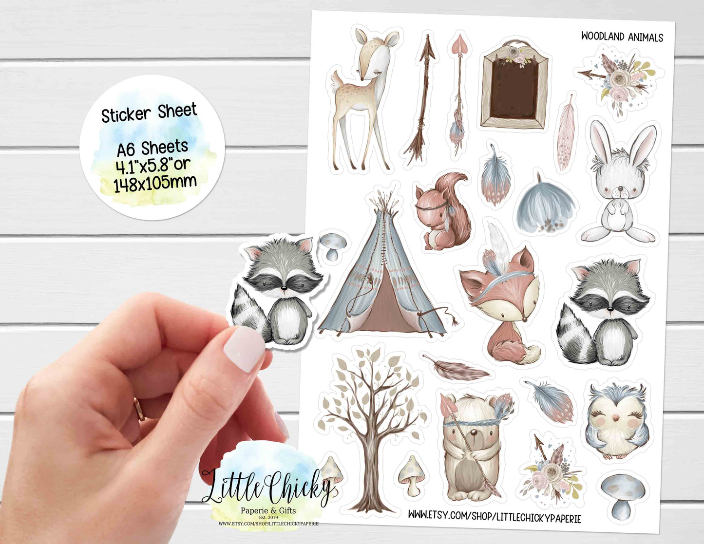 Sticker Sheet - Watercolor Woodland Animals Sticker Sheet