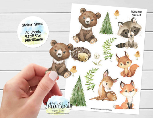 Sticker Sheet - Cute Woodland Animals Sticker Sheet