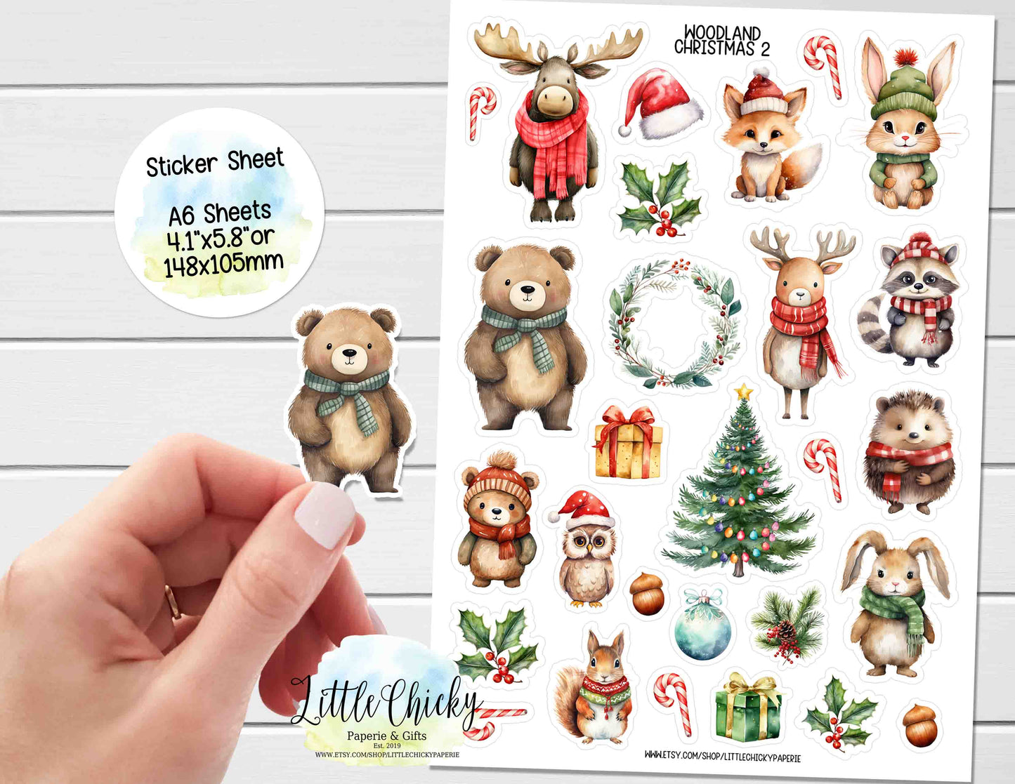 Sticker Sheet - Woodland Christmas Animals 2 Sticker Sheet