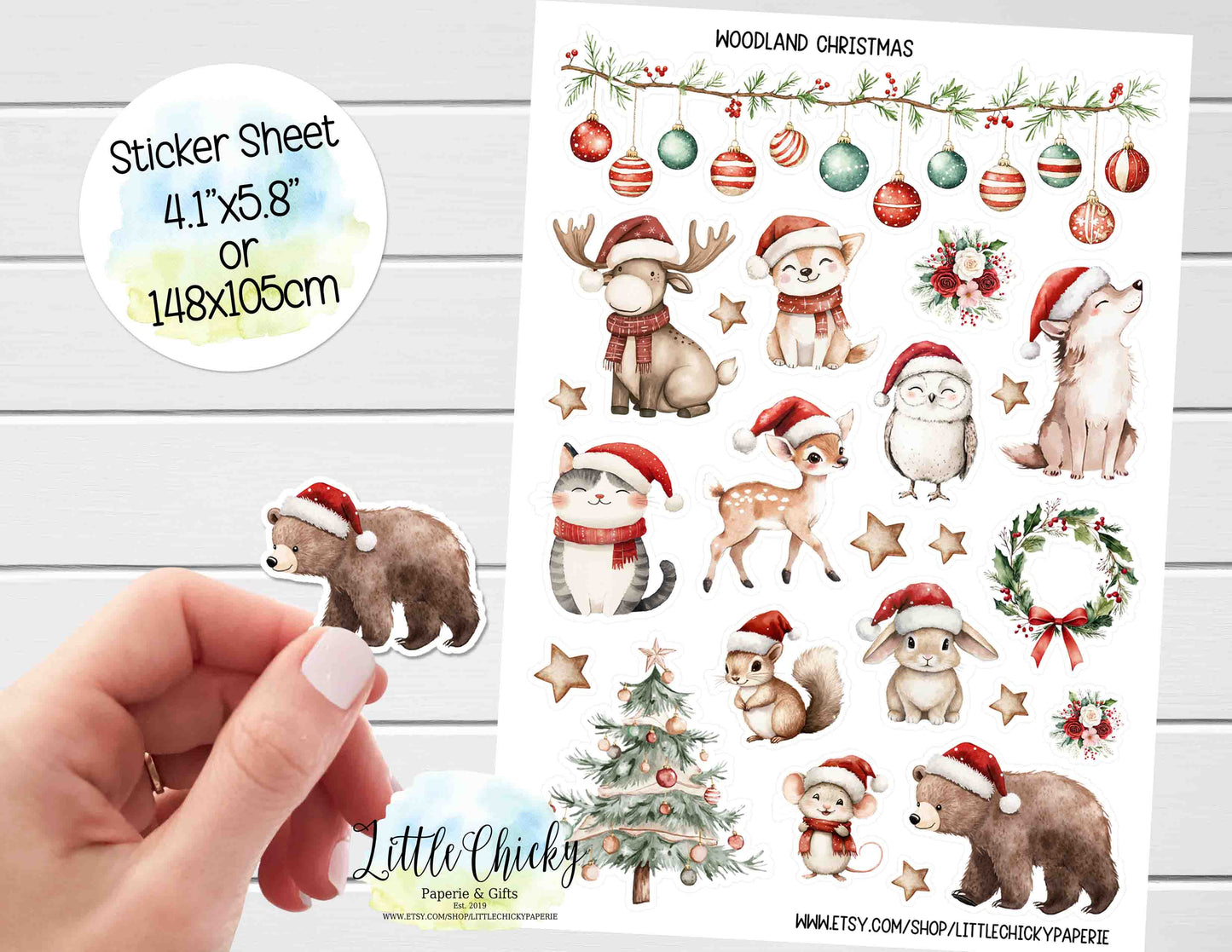 Sticker Sheet - Woodland Christmas Animals Sticker Sheets