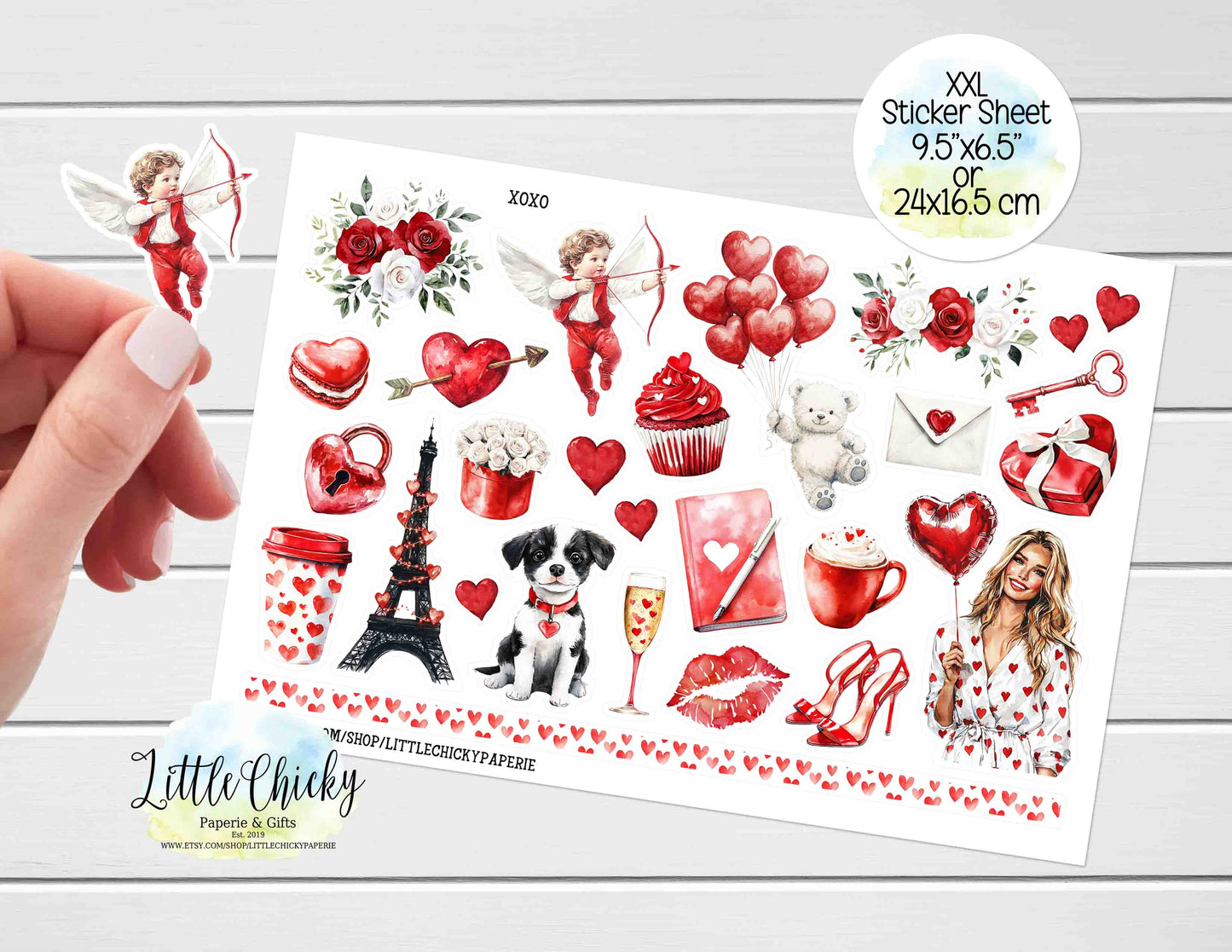 XXL Sticker Sheet - XOXO Red Valentine's Day Sticker Sheet