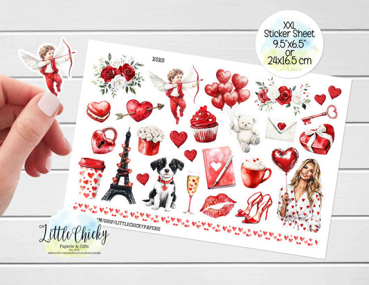 XXL Sticker Sheet - XOXO Red Valentine's Day Sticker Sheet