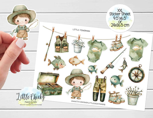 XXL Sticker Sheet - Watercolor Little Fisherman Sticker Sheet