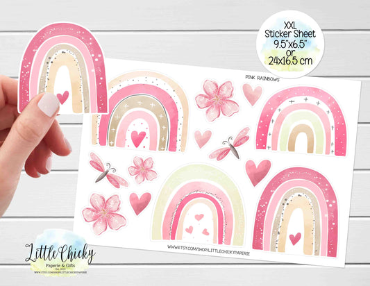 XXL Sticker Sheet - Pink Rainbows Sticker Sheet